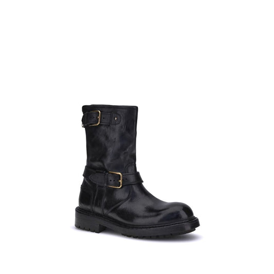 Dolce & Gabbana Schwarze Kalbshaut Bos Taurus Schnürstiefel