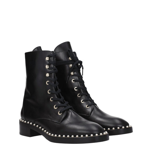 Stuart Weitzman Schwarze Lederstiefeletten