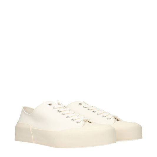 Jil Sander Beigefarbene Stoff-Sneaker mit niedrigem Schaft