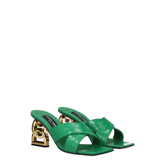 Dolce & Gabbana Grüne Ledersandalen