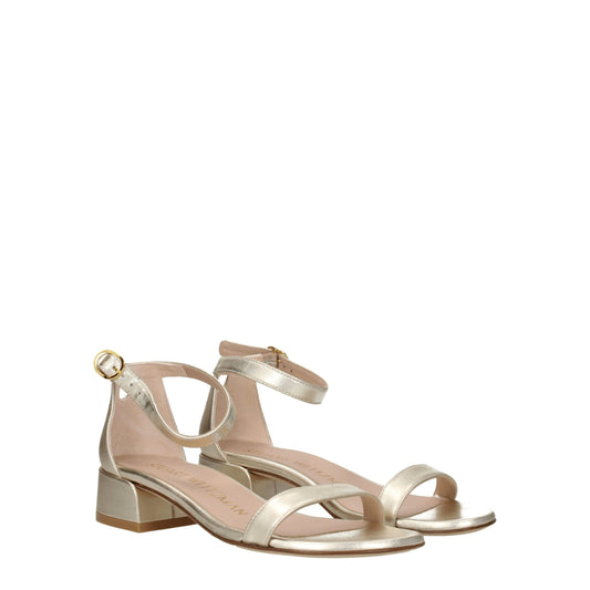 Stuart Weitzman Goldene Ledersandalen