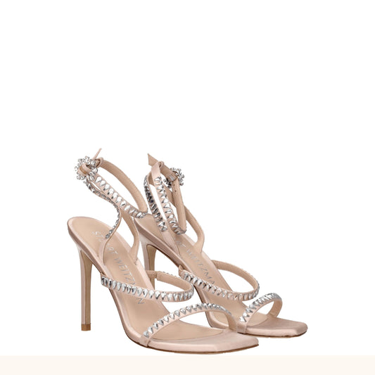 Stuart Weitzman Pinke Satin-Stilettosandalen