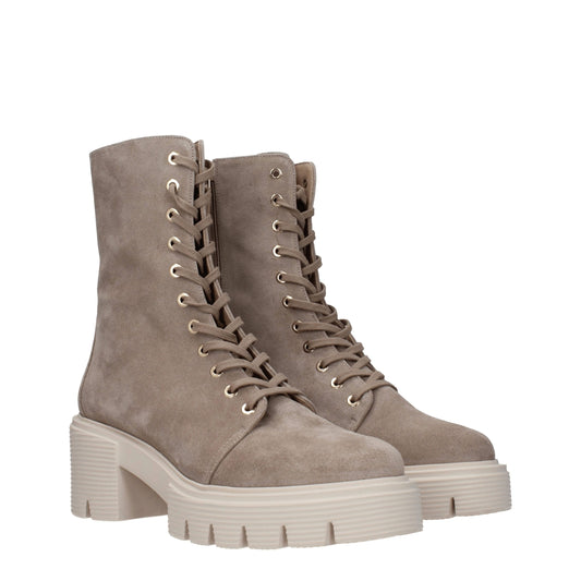 Stuart Weitzman Beige Lederstiefeletten