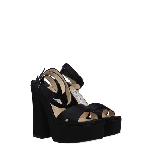 Jimmy Choo Schwarze Satin-Plateau-Sandalen