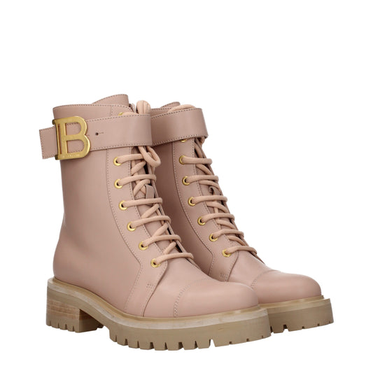 Balmain Beige Lederstiefeletten