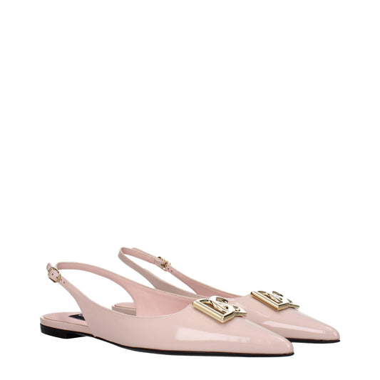 Dolce & Gabbana Rosa Leder-Ballett-Flats