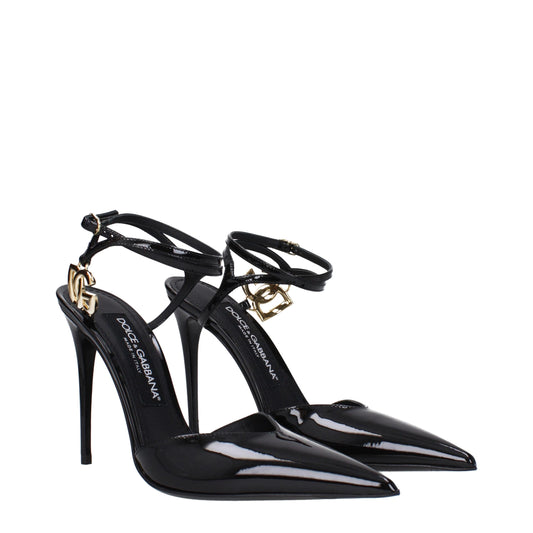 Dolce & Gabbana Schwarze Leder-Stilettosandalen