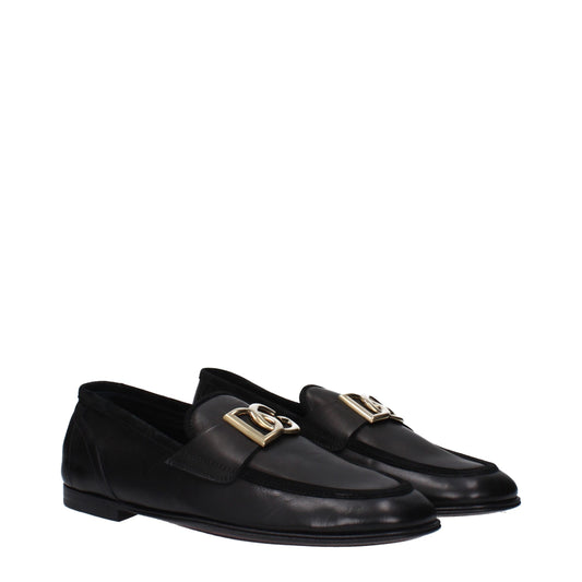 Dolce & Gabbana Schwarze Leder Slipper