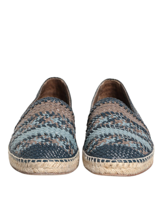 Dolce & Gabbana Blaugraue gewebte Leder Espadrille-Schuhe von Buffalo