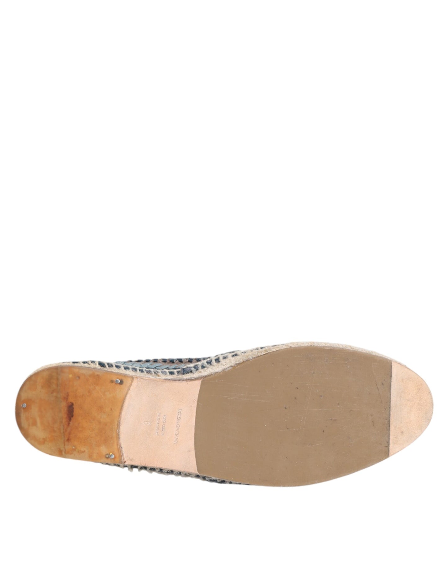 Dolce & Gabbana Blaugraue gewebte Leder Espadrille-Schuhe von Buffalo