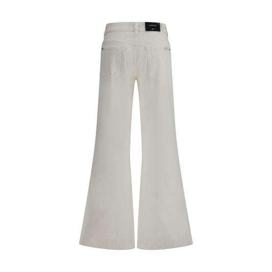 7FOR Baumwoll-Jeans mit ausgestelltem Bein in Creme