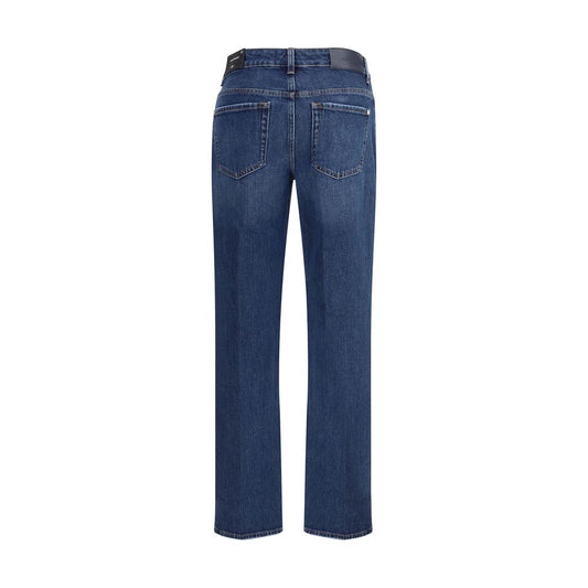 7FOR Gerade geschnittene Jeans aus blauem Baumwoll-Denim