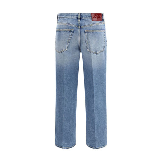 Gucci Hellblaue Baumwoll-Jeans mit geradem Bein