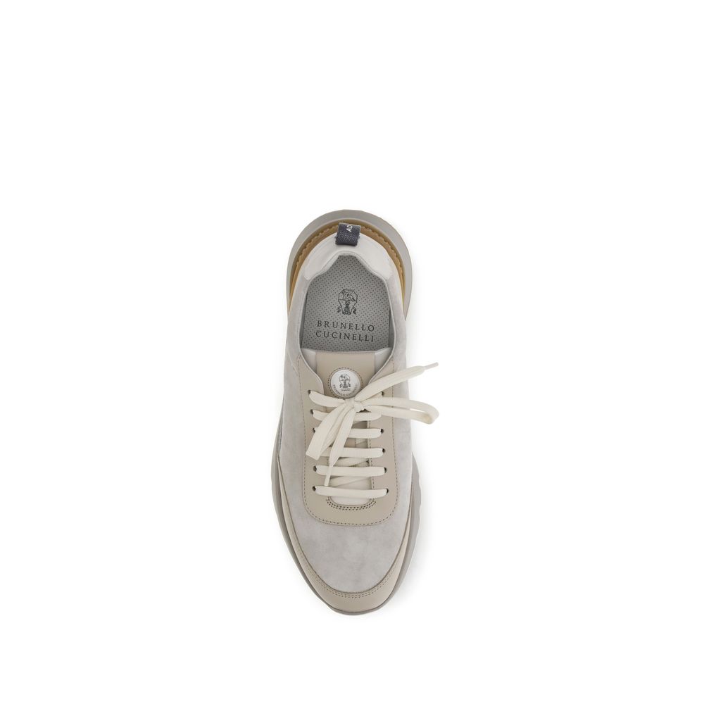 Brunello Cucinelli Graue Nylon Sneakers mit niedrigem Schaft