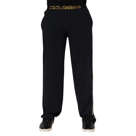 Dolce & Gabbana Schwarze Modal-Elasthan-Hose mit Logo