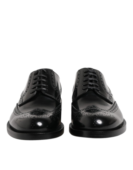 Dolce & Gabbana Schwarzes Leder Derby Wingtip Formelle Schuhe