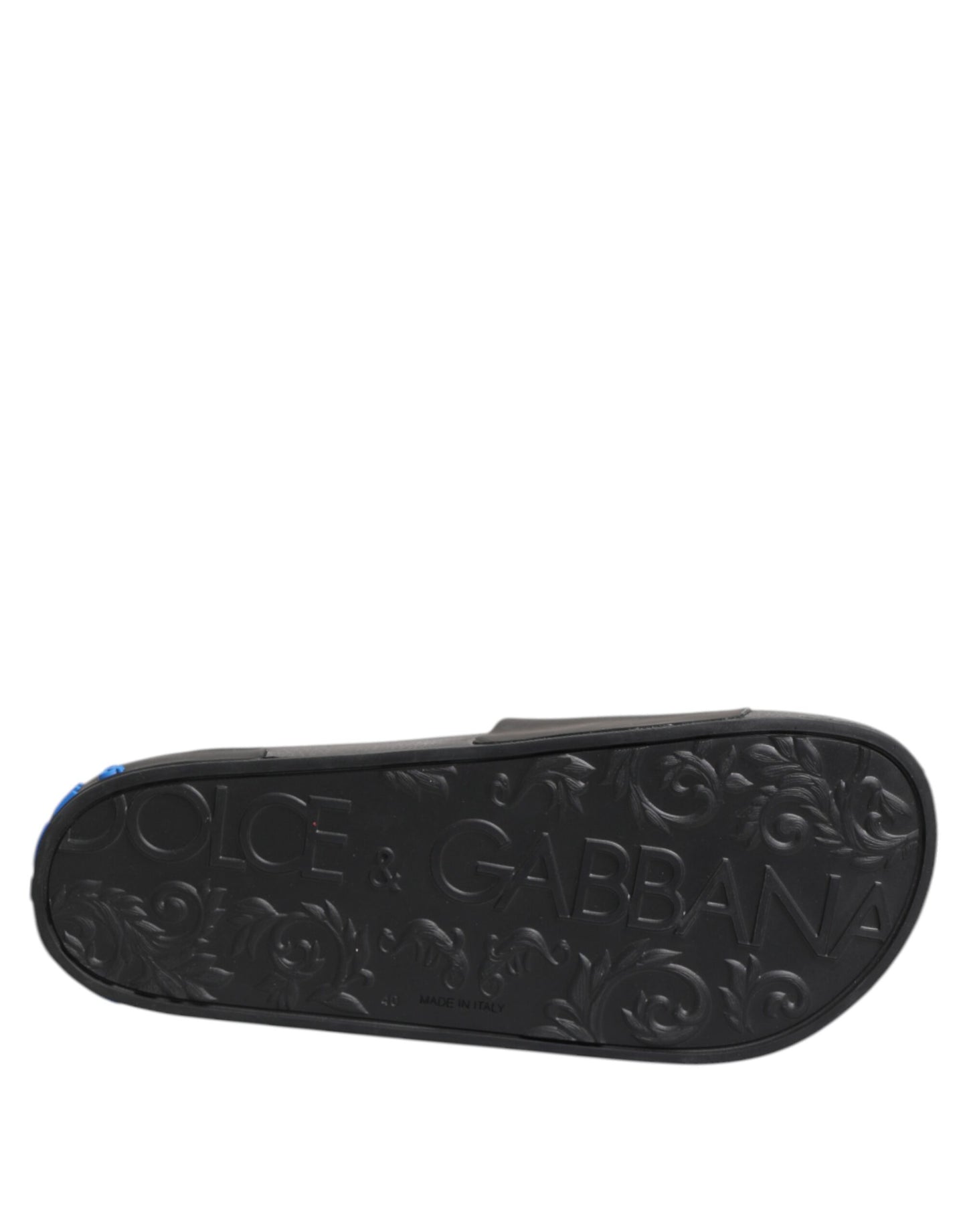 Dolce & Gabbana Schwarze Leder Slides Flats Beachwear Schuhe