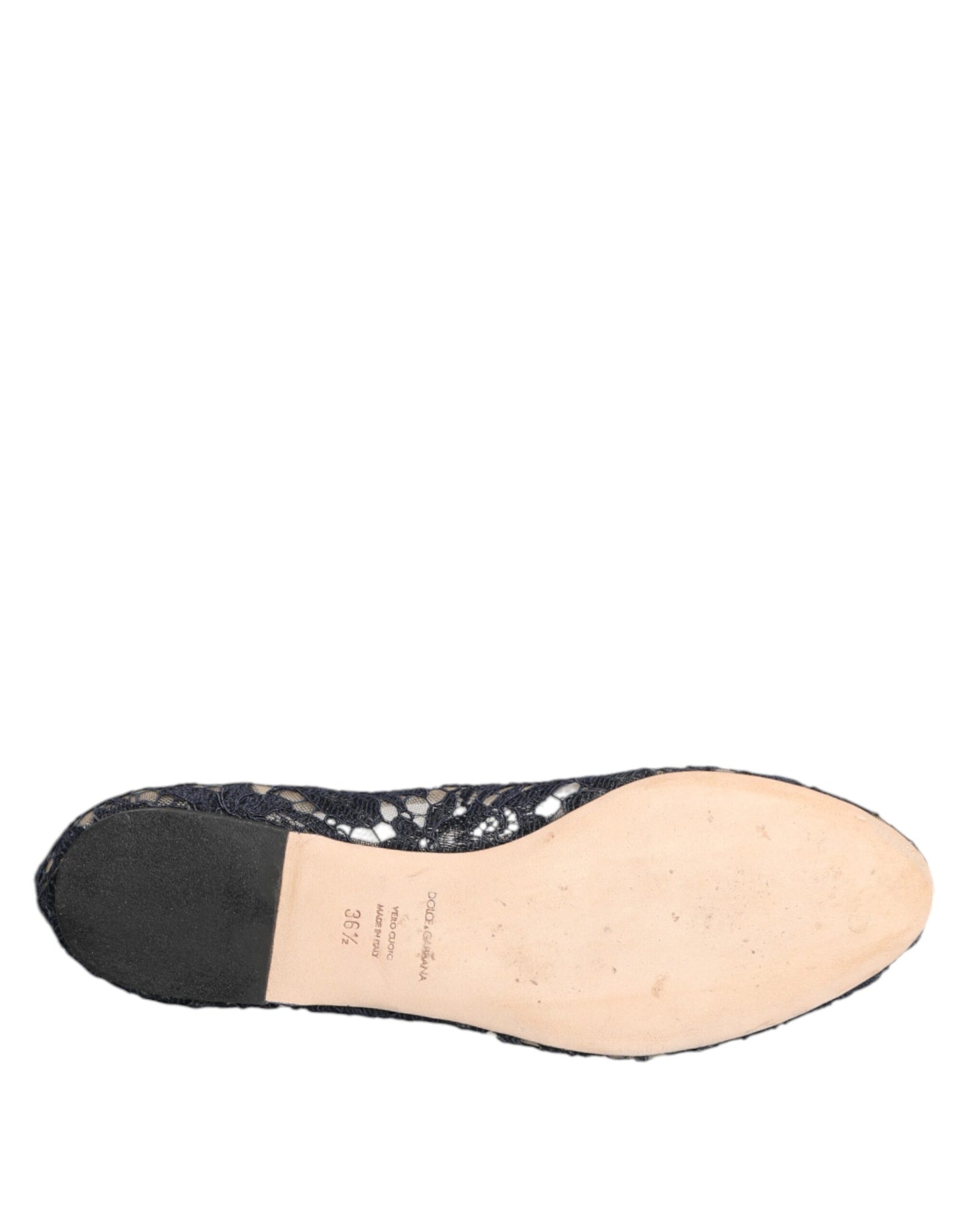 Dolce & Gabbana Blau Taormina Spitze Kristalle Flats Schuhe
