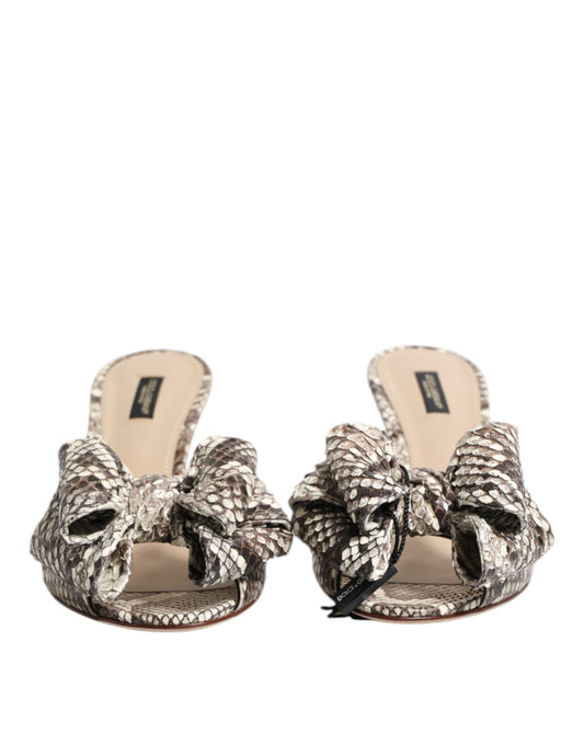 Dolce & Gabbana Multicolor Keira Schleife Leder Peep Toe Mules Schuhe