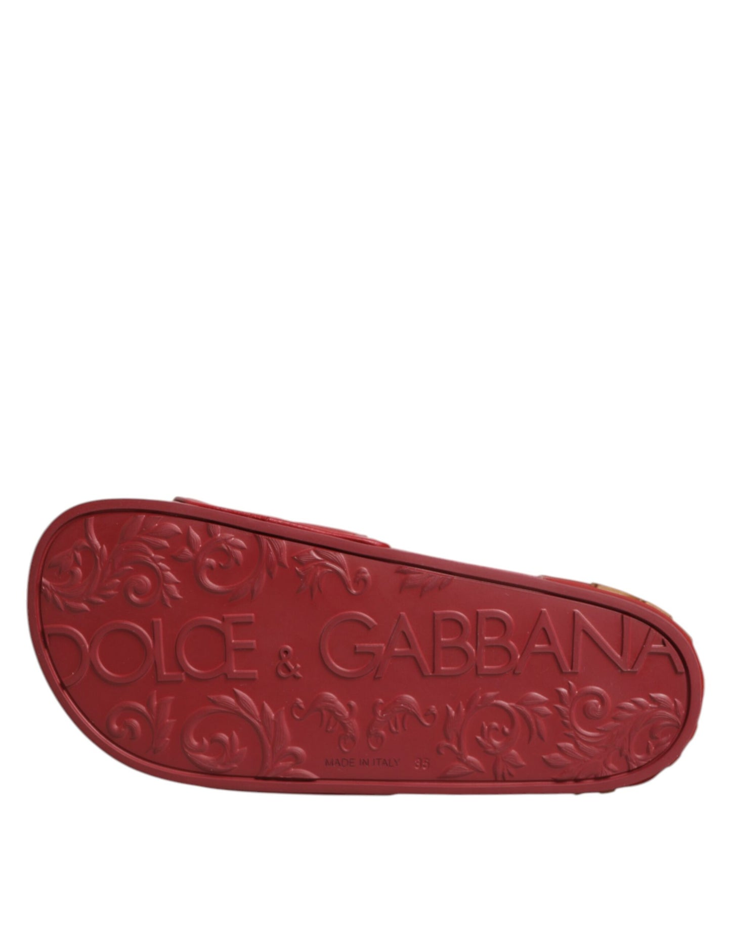 Dolce & Gabbana Rote Devotion Matelassé Leder Pantoletten Schuhe