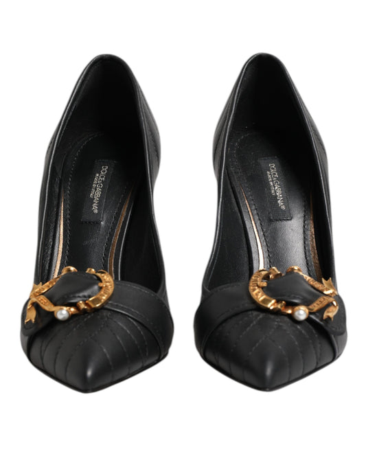 Dolce & Gabbana Schwarz Devotion Leder Heels Pumps Schuhe