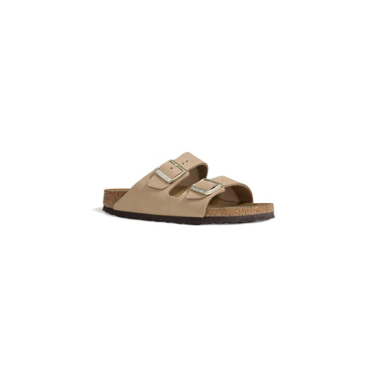 Birkenstock Beigefarbene Nubukleder-Pantoffeln