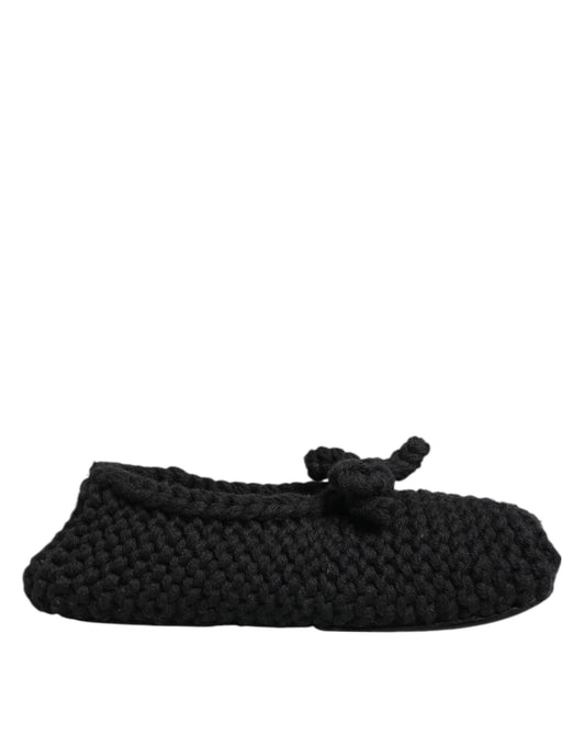 Dolce & Gabbana Schwarz Wolle stricken Slip On Ballerina Flats Schuhe