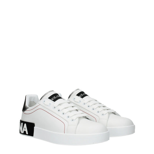 Dolce & Gabbana Weiße Sneakers aus Leder mit niedrigem Schaft