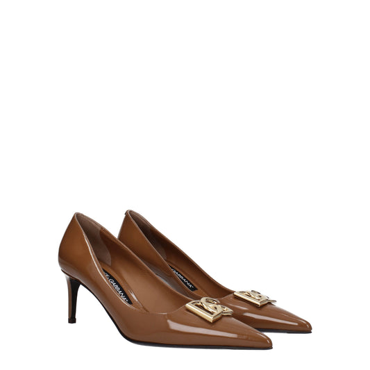 Dolce & Gabbana Braune Leder Pumps mit hohem Absatz