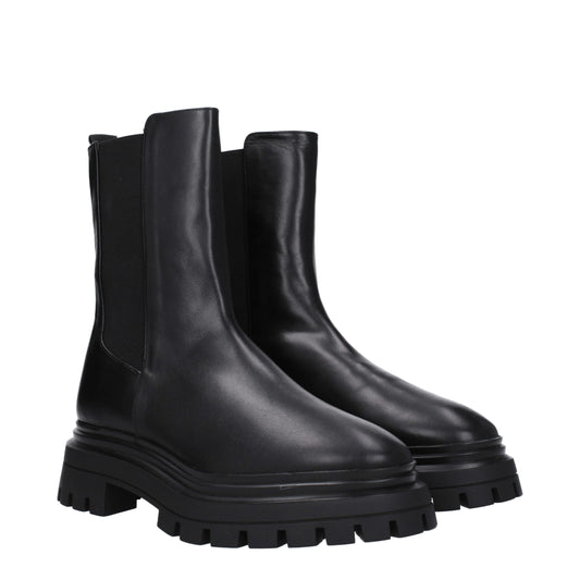 Stuart Weitzman Schwarze Lederstiefeletten