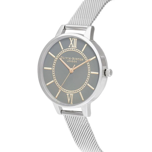 Olivia Burton Silberne Edelstahl-Dress-Uhr