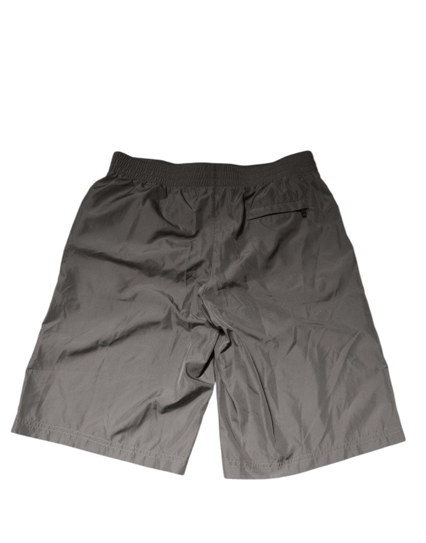 Dolce & Gabbana Hellgraue Nylon-Badeshorts mit elastischer Taille Bademode