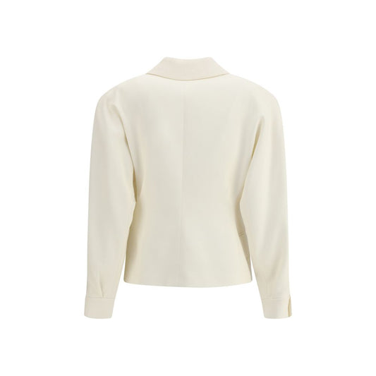 Alessandra Rich Eleganter Wollblazer aus Fleece in Creme