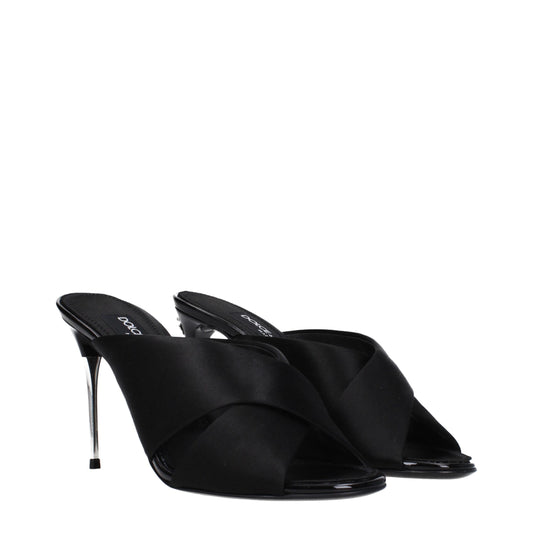 Dolce & Gabbana Schwarze Satin-Stilettosandalen