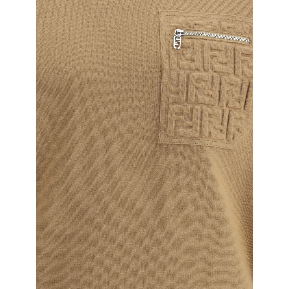Fendi Beiger Fleece-Wollpullover