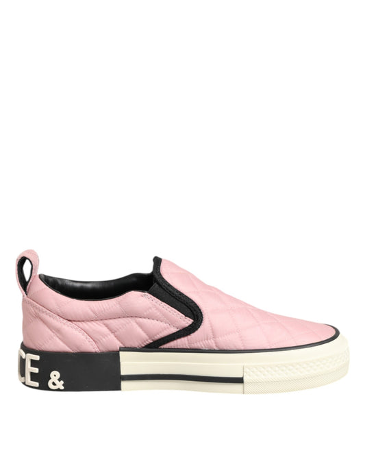Dolce & Gabbana Rosa gesteppte Nylon Slip-On Sneaker Schuhe