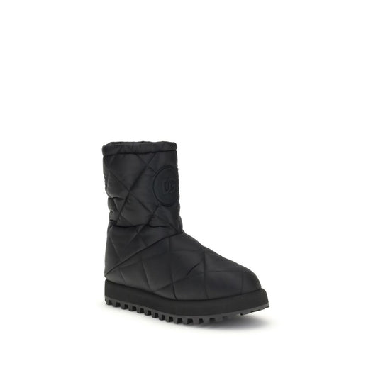 Dolce & Gabbana Flache Stiefel aus schwarzem Polyamid
