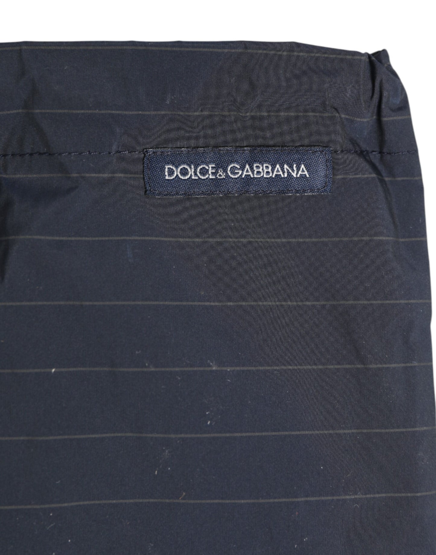 Dolce & Gabbana Marineblaue Polyester-Nylon-Nadelstreifen Herren-Badebekleidung