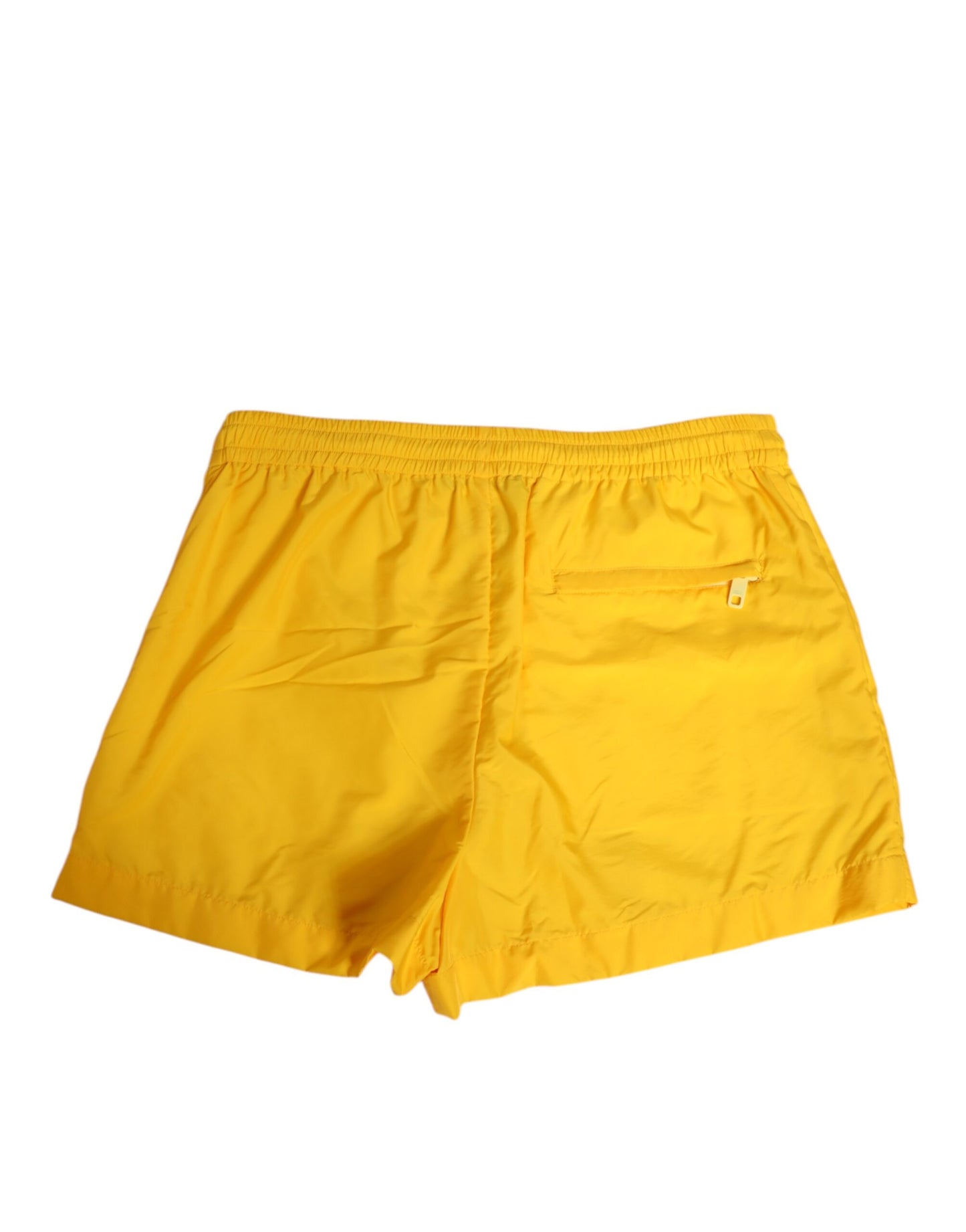 Dolce & Gabbana Gelbe Nylon Logo Plaque Boxershorts Badehose
