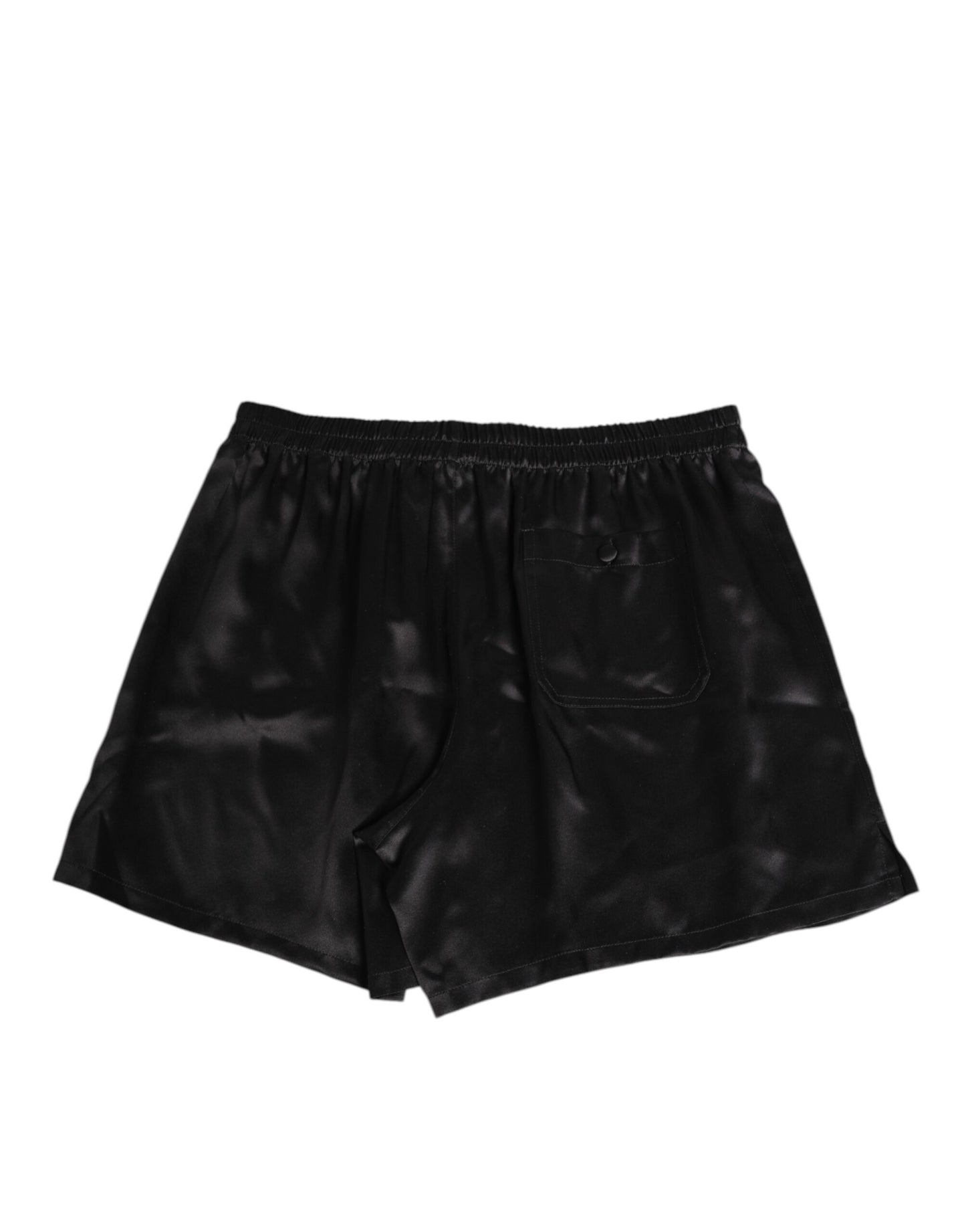 Dolce & Gabbana Schwarze Seide Satin Elastische Herren Boxer Short Badehose