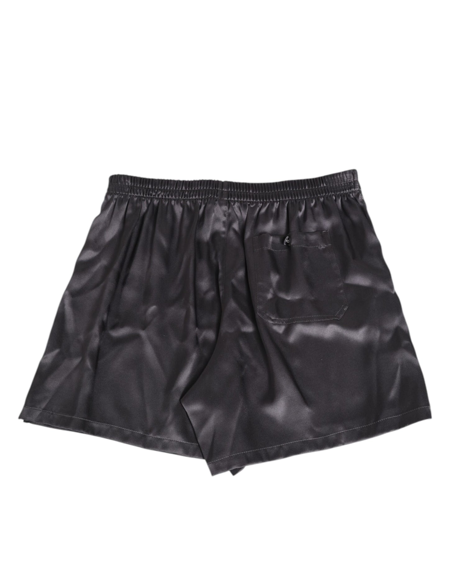 Dolce & Gabbana Schwarzer Satin Seide Elastische Herren Boxer Short Badebekleidung