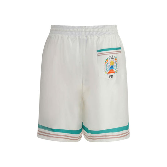 Casablanca Weiße Seiden-Bermuda-Shorts