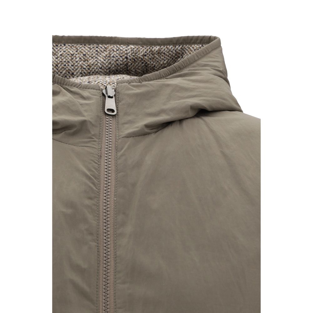 Brunello Cucinelli Brauner Wollmantel aus Fleece