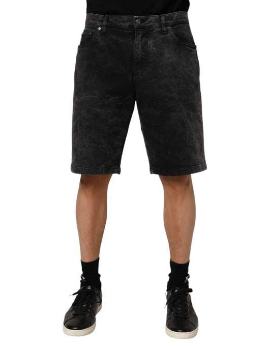 Dolce & Gabbana Schwarz Baumwolle Mid Waist Denim Männer Bermuda Short