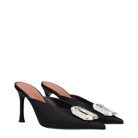 Amina Muaddi Schwarze Satin-Pumps
