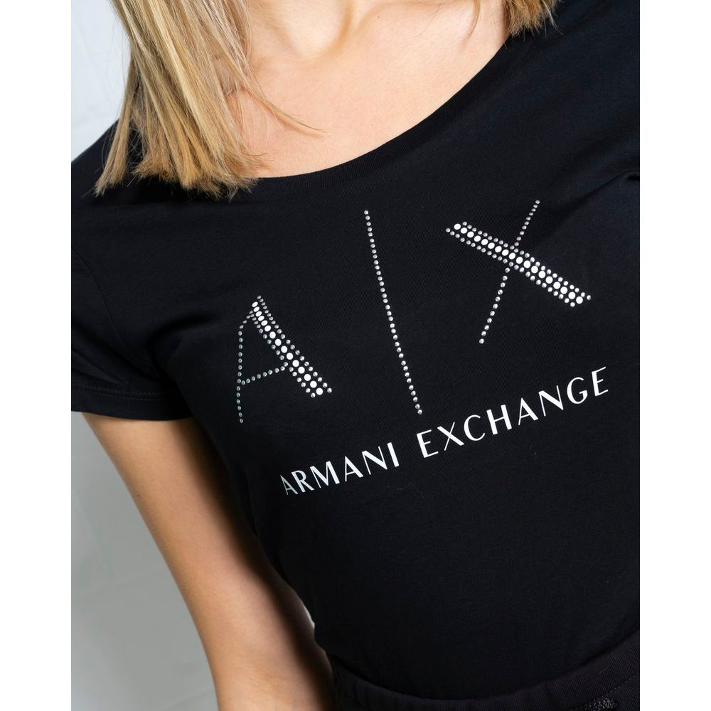 Armani Exchange Schwarzes T-Shirt aus Baumwolle