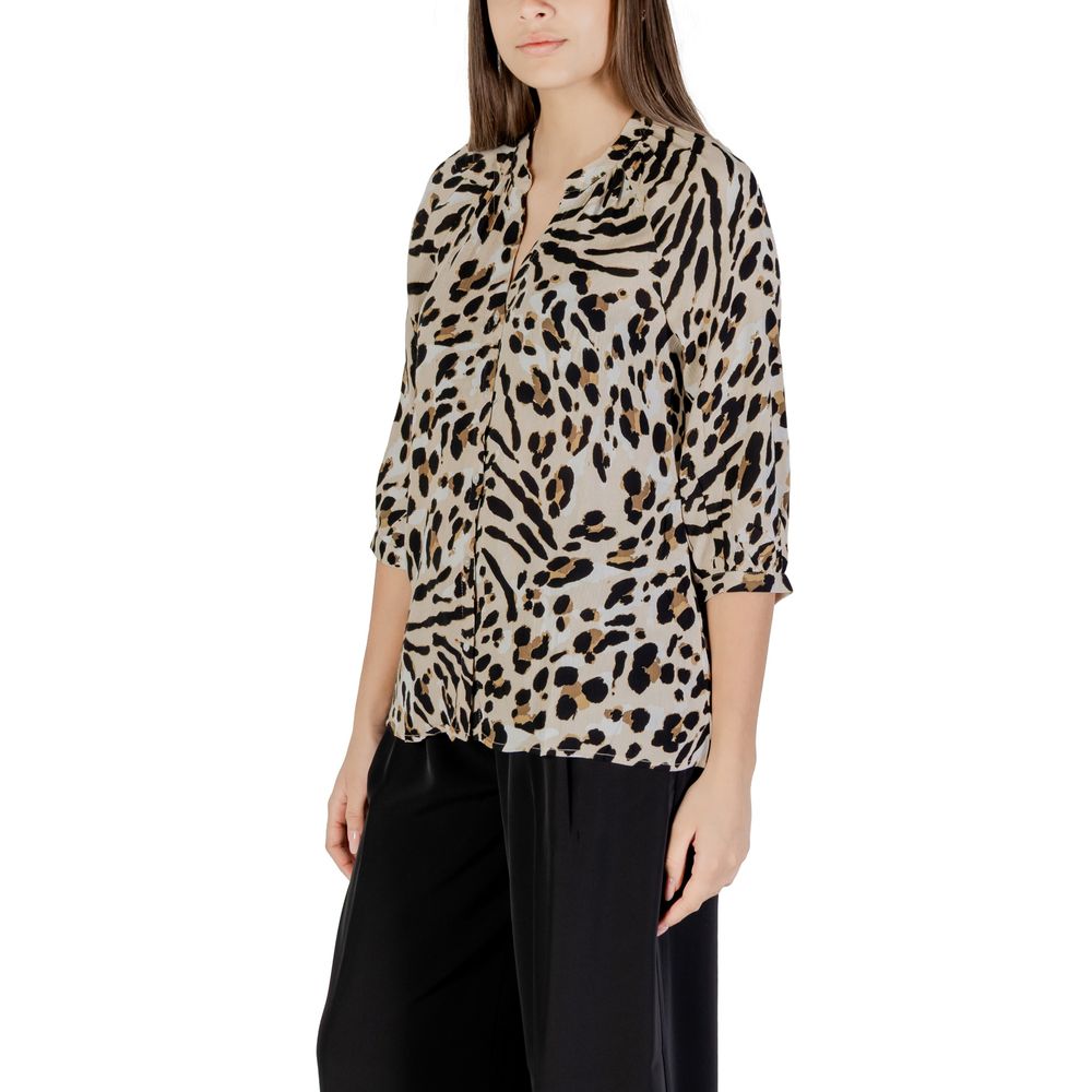 ICHI Beigefarbene Viskose-Bluse