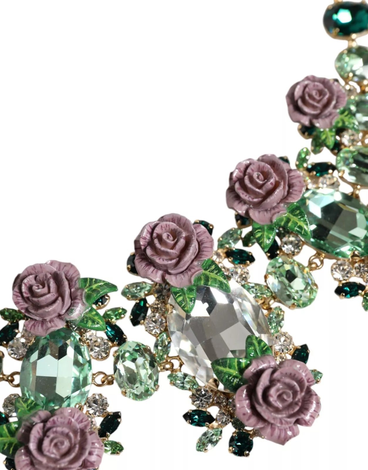 Dolce & Gabbana Gold-Messing-Gliederkette Rose Petal Crystal Halskette