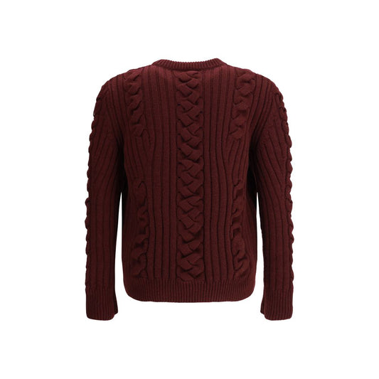 Alexander McQueen Kaschmir-Pullover mit Pelz in Bordeaux