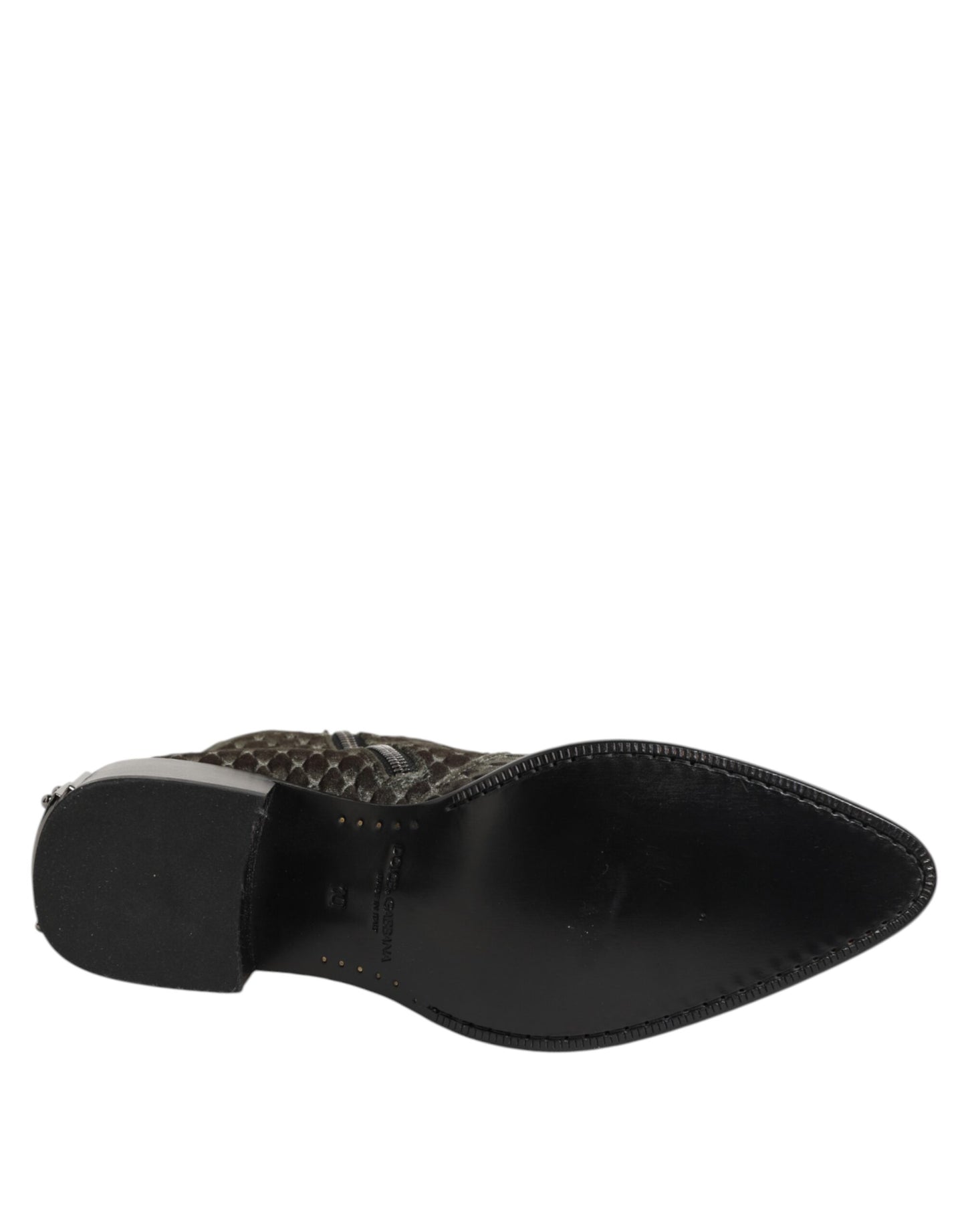 Dolce & Gabbana Graue Baumwolle Samt Mid Calf Kurze Stiefel Schuhe